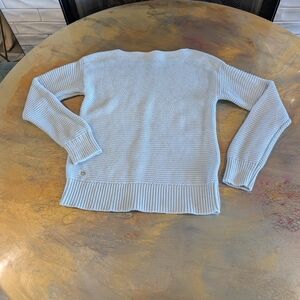 Lauren Ralph Lauren Light Blue Textured Boat Neck Sweater Size M Pull Over